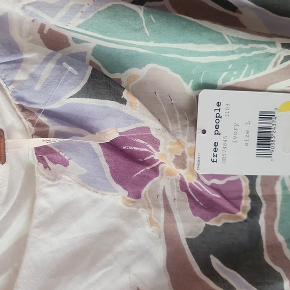 NWT Free People Annka One‎ Shoulder Floral Bubble Blouse, Size L - Picture 6 of 8